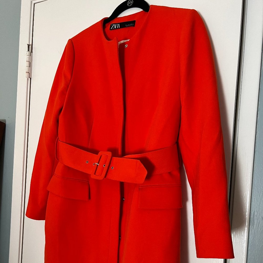 Belted Orange Zara Jacket Dress